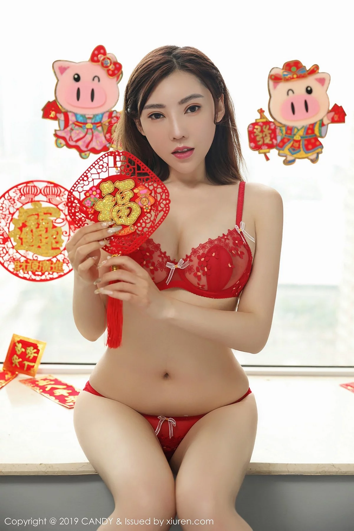 Xrmnw.Com[Candy网红馆]Vol.070_嫩模萌汉药baby新春祝福性感红色内衣秀完美身材诱惑写真42P