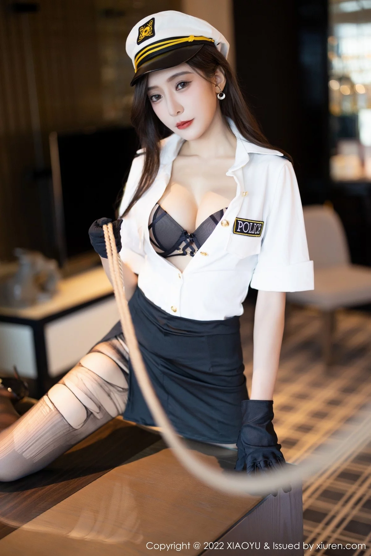 Xrmnw.Com[XiaoYu画语界]Vol.867_女神王馨瑶yanni韩国女警官制服露蕾丝内衣配破烂黑丝诱惑写真90P