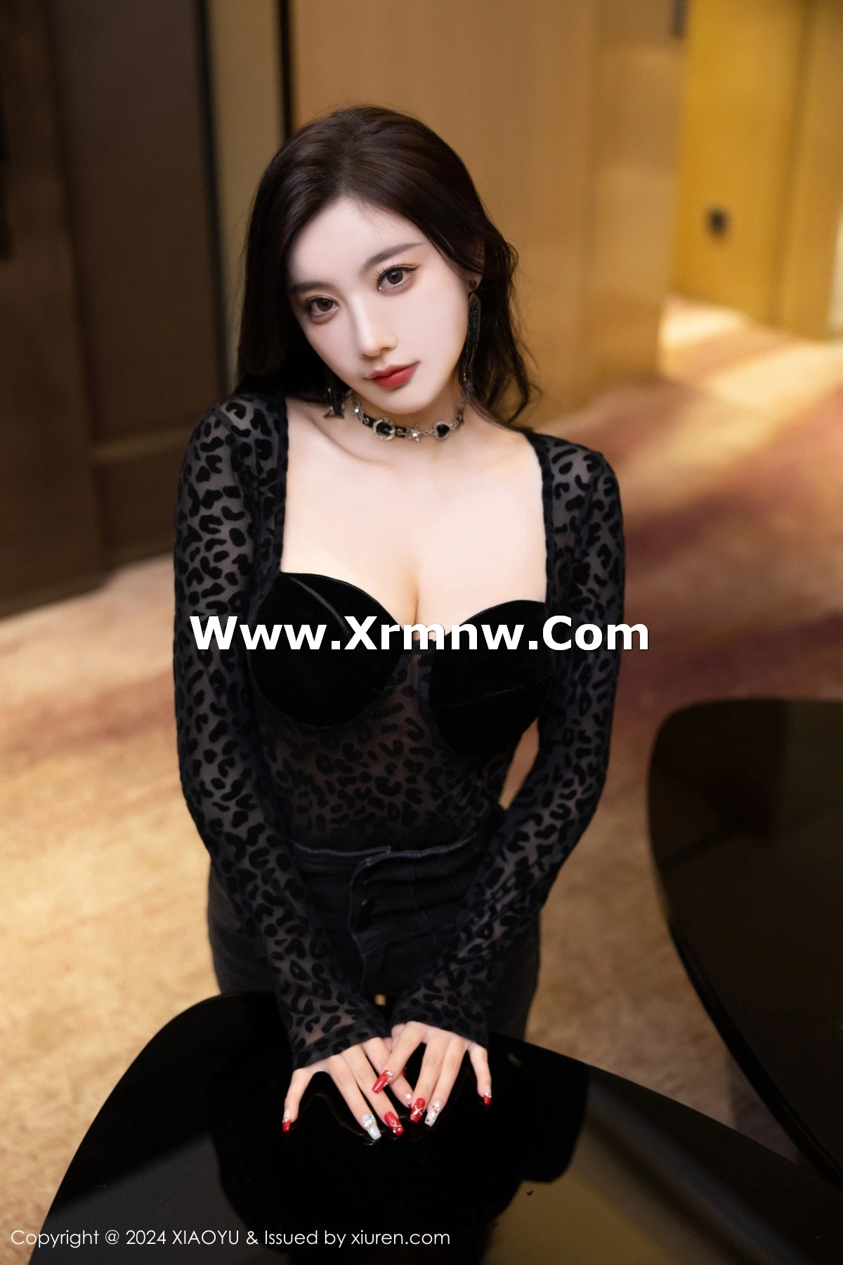 Xrmnw.Com[XiaoYu画语界]Vol.1216_女神杨晨晨Yome黑色豹纹配牛仔裤露性感黑色内衣完美诱惑写真88P